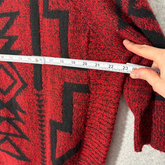 Express Sweater Women XS Red Black Wool Mohair Aztec Southwestern Tribal Slouchy - Picture 8 of 10